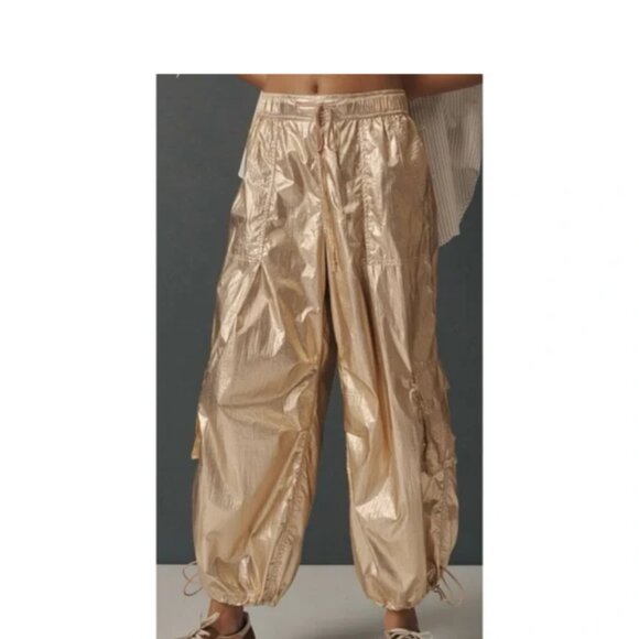 Daily Practice by Anthropologie Base Jump Parachute Pants: Metallic Edition Rose - Picture 4 of 9